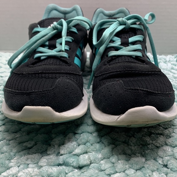 Addidas Running Jogging Workout Shoes Sneakers Black & Aqua Cushion Insoles - Picture 5 of 17